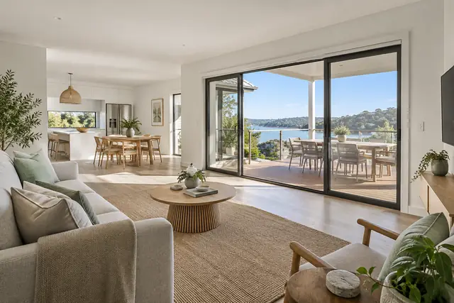 Coastal living area onto a deck, original still photo